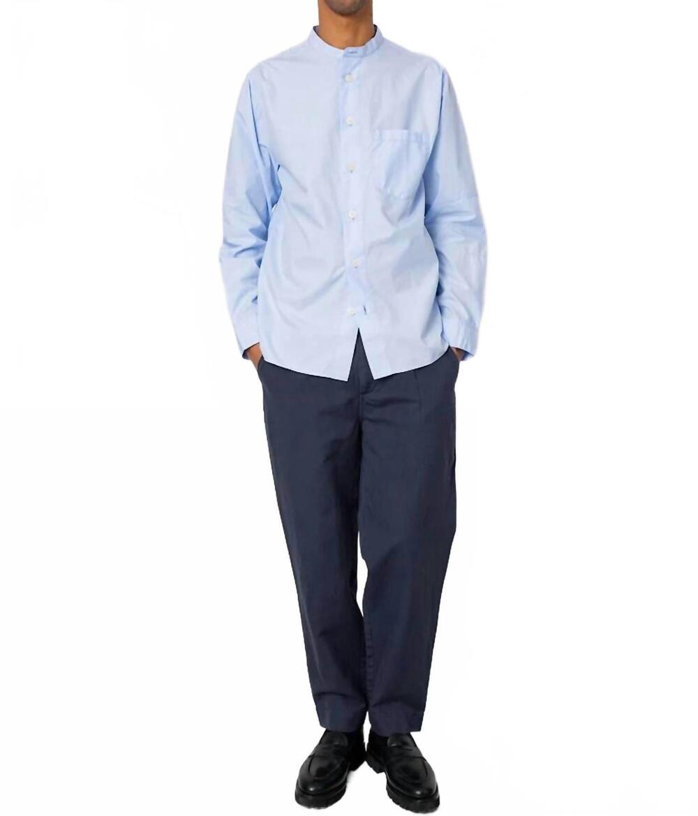 NEW FOLK signal straight leg pant in dark navy slub linen